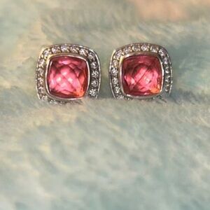 David Yurman ~pink tourmaline and diamond earrings